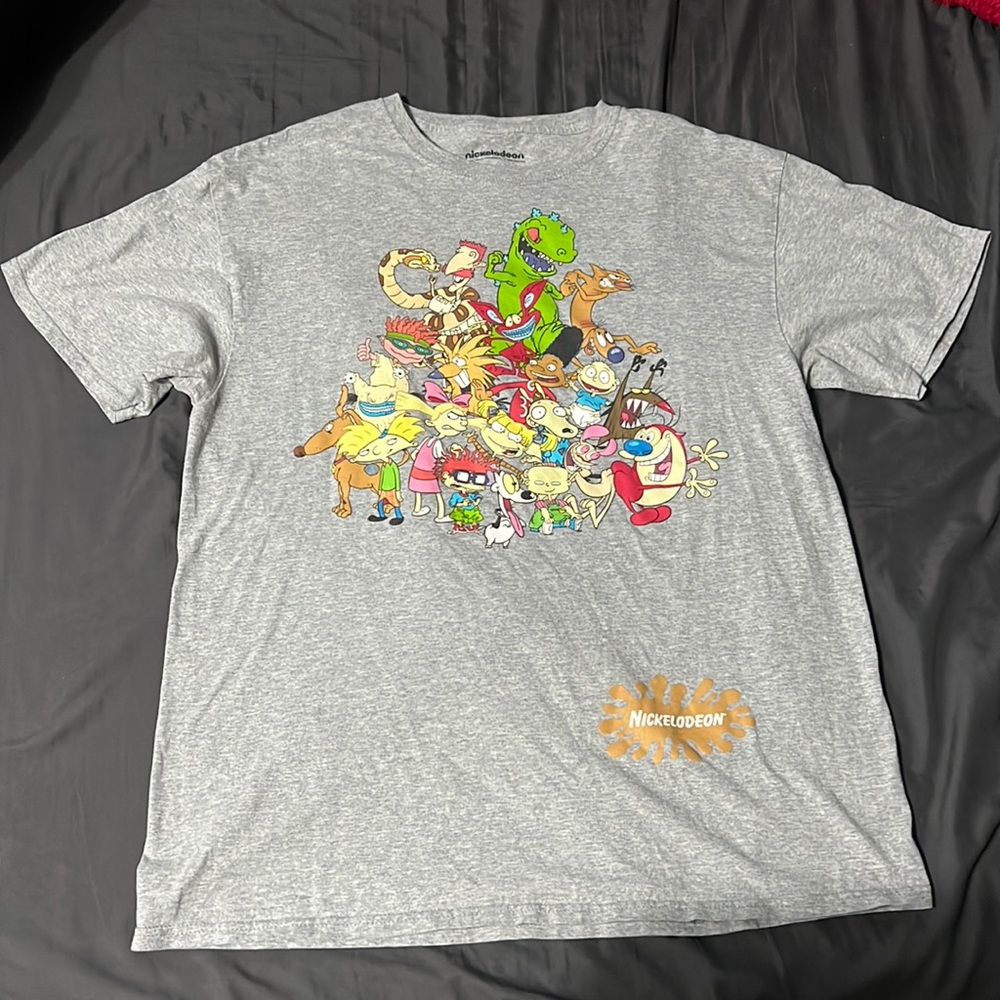 90’s Nickelodeon Cartoon Shirt. Front and Back. Gray. Size Large.